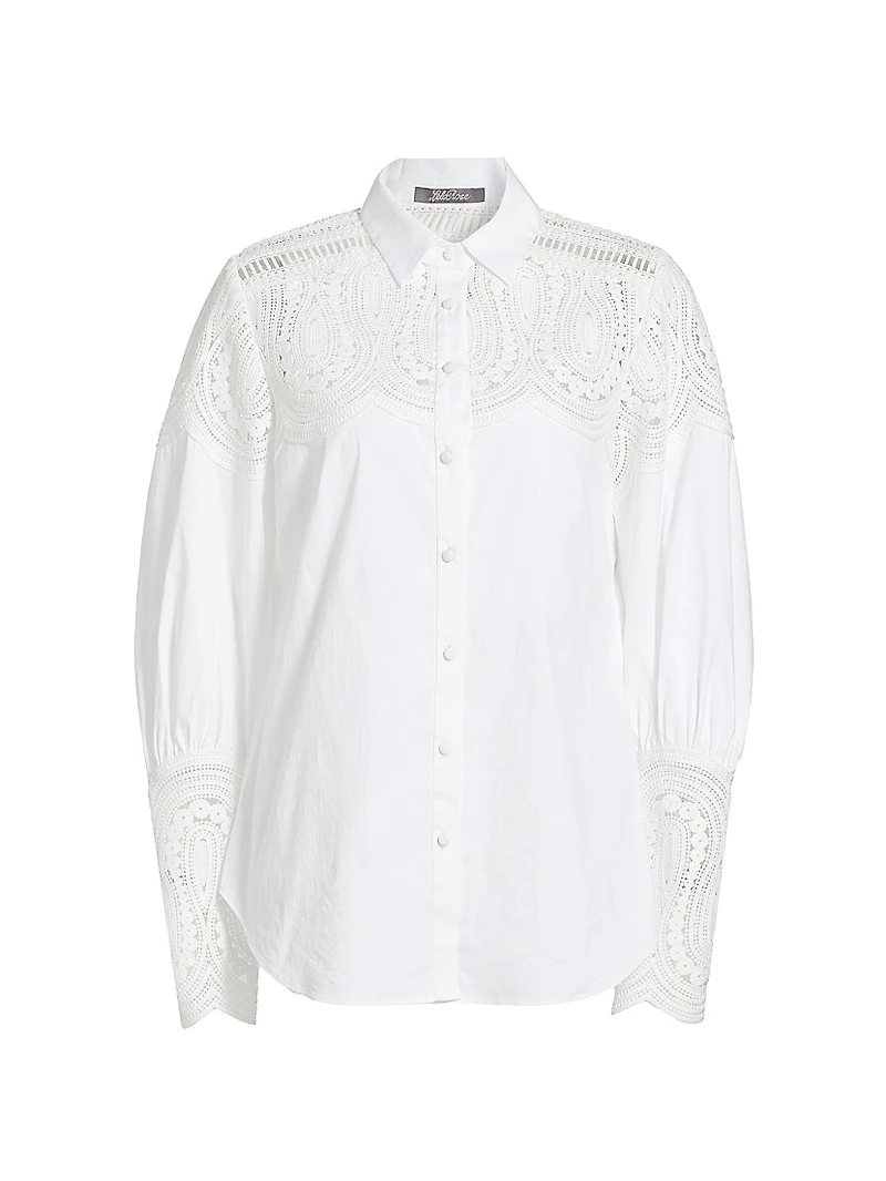 Lace-Trim Button-Front Shirt