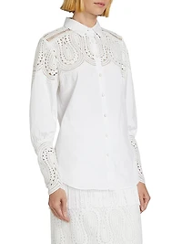 Lace-Trim Button-Front Shirt