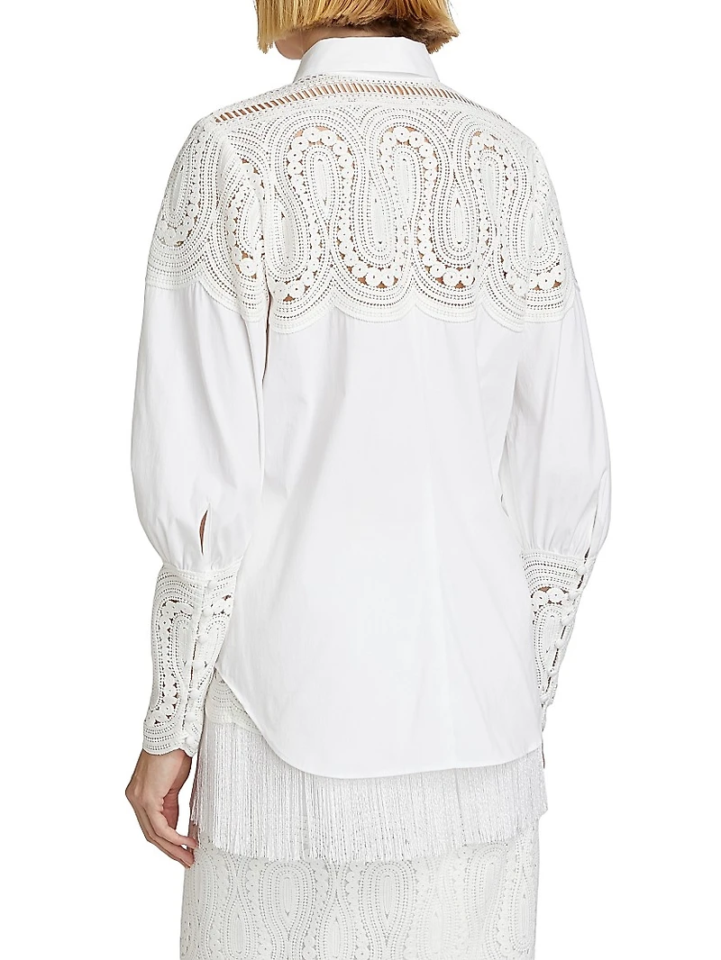 Lace-Trim Button-Front Shirt