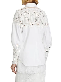 Lace-Trim Button-Front Shirt