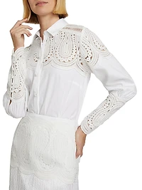 Lace-Trim Button-Front Shirt
