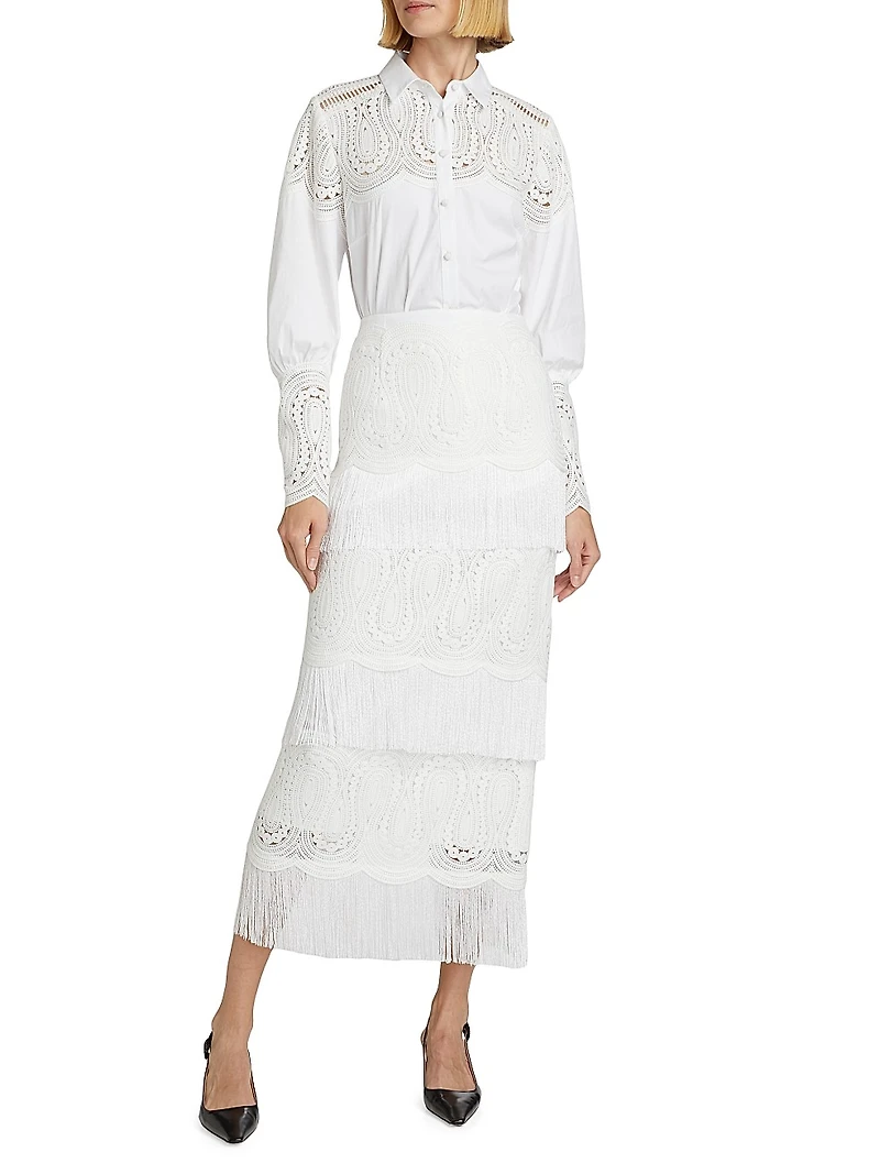 Lace-Trim Button-Front Shirt