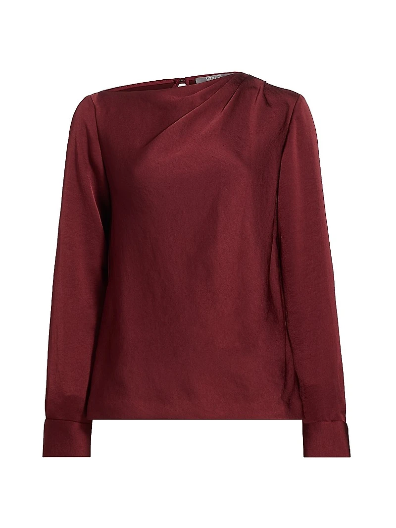 Satin Asymmetric Gathered Blouse