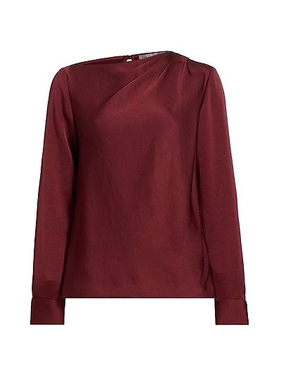 Satin Asymmetric Gathered Blouse