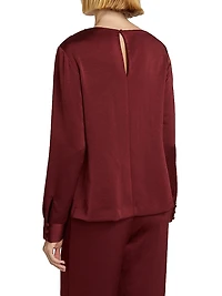 Satin Asymmetric Gathered Blouse