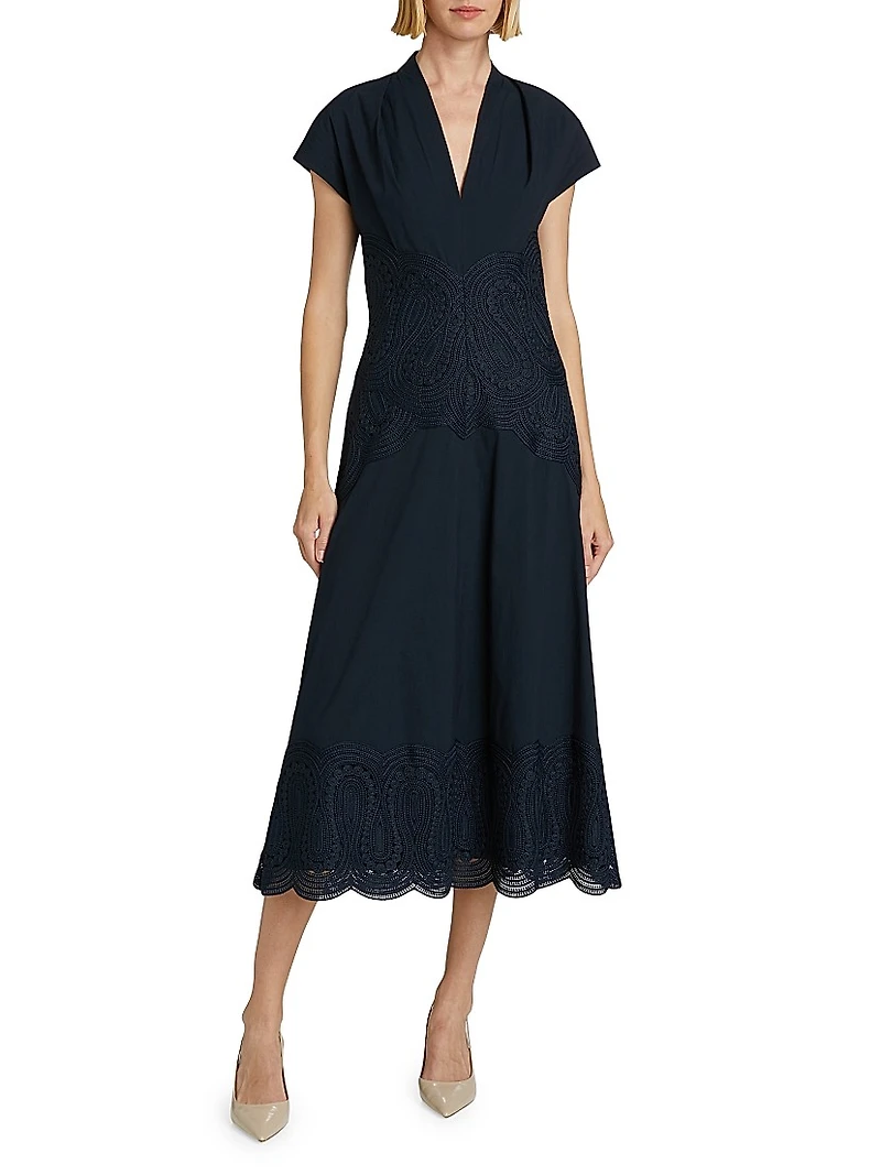 Corded Lace Poplin Maxi Dress