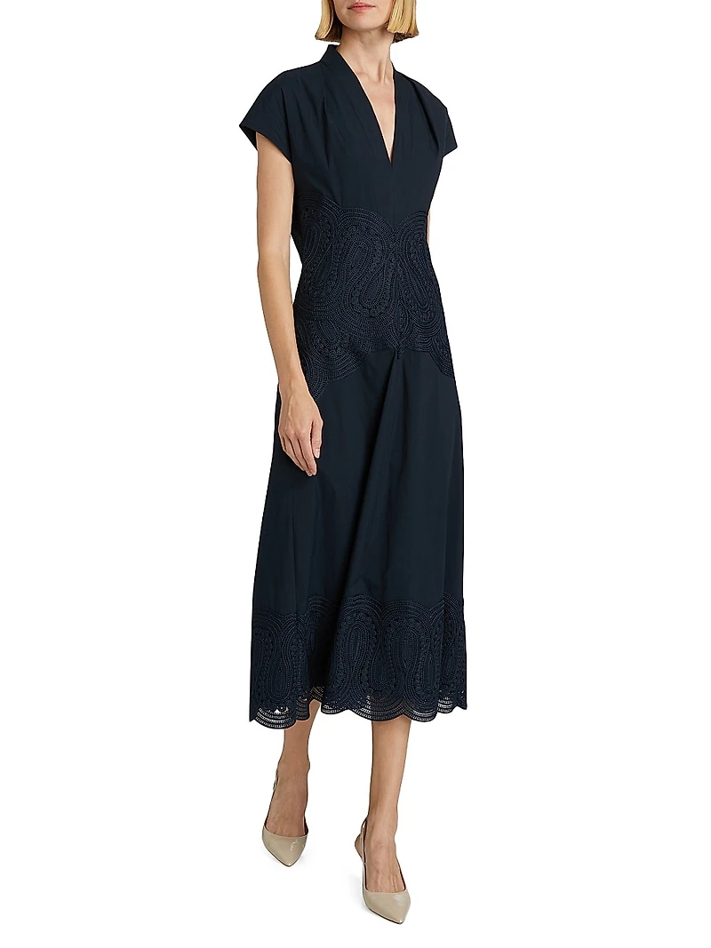 Corded Lace Poplin Maxi Dress