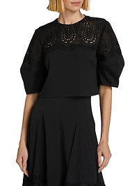 Iris Corded Lace Puff-Sleeve Top