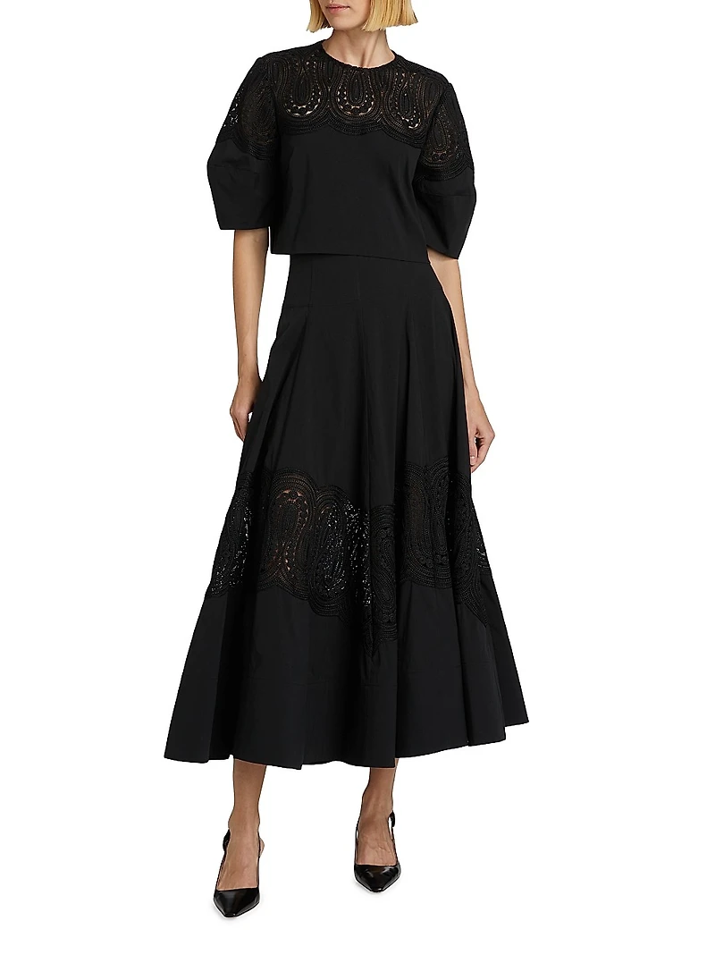 Iris Corded Lace Puff-Sleeve Top