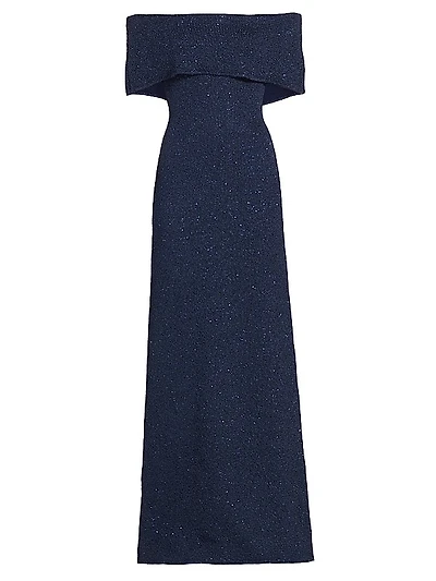 Sequined Knit Column Gown