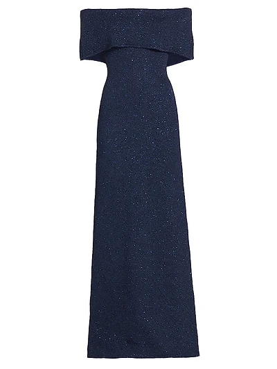 Sequined Knit Column Gown