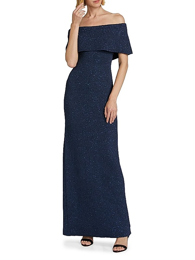 Sequined Knit Column Gown