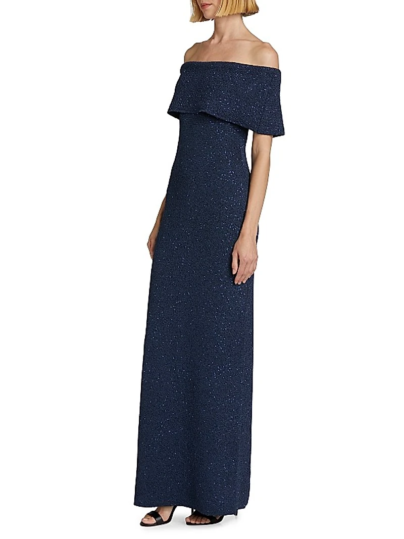 Sequined Knit Column Gown