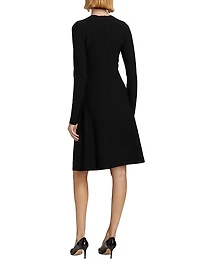 Rose Jacquard Knee-Length Dress