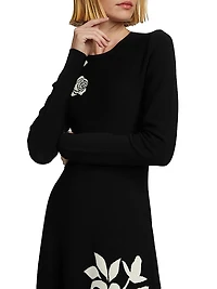 Rose Jacquard Knee-Length Dress