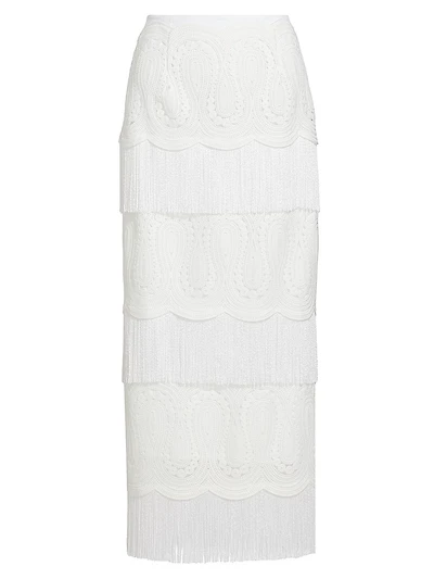 Lace Fringe-Trim Pencil Skirt