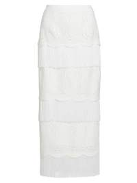 Lace Fringe-Trim Pencil Skirt