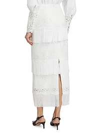 Lace Fringe-Trim Pencil Skirt