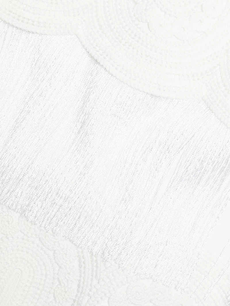 Lace Fringe-Trim Pencil Skirt