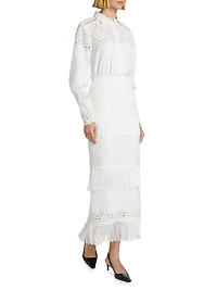 Lace Fringe-Trim Pencil Skirt