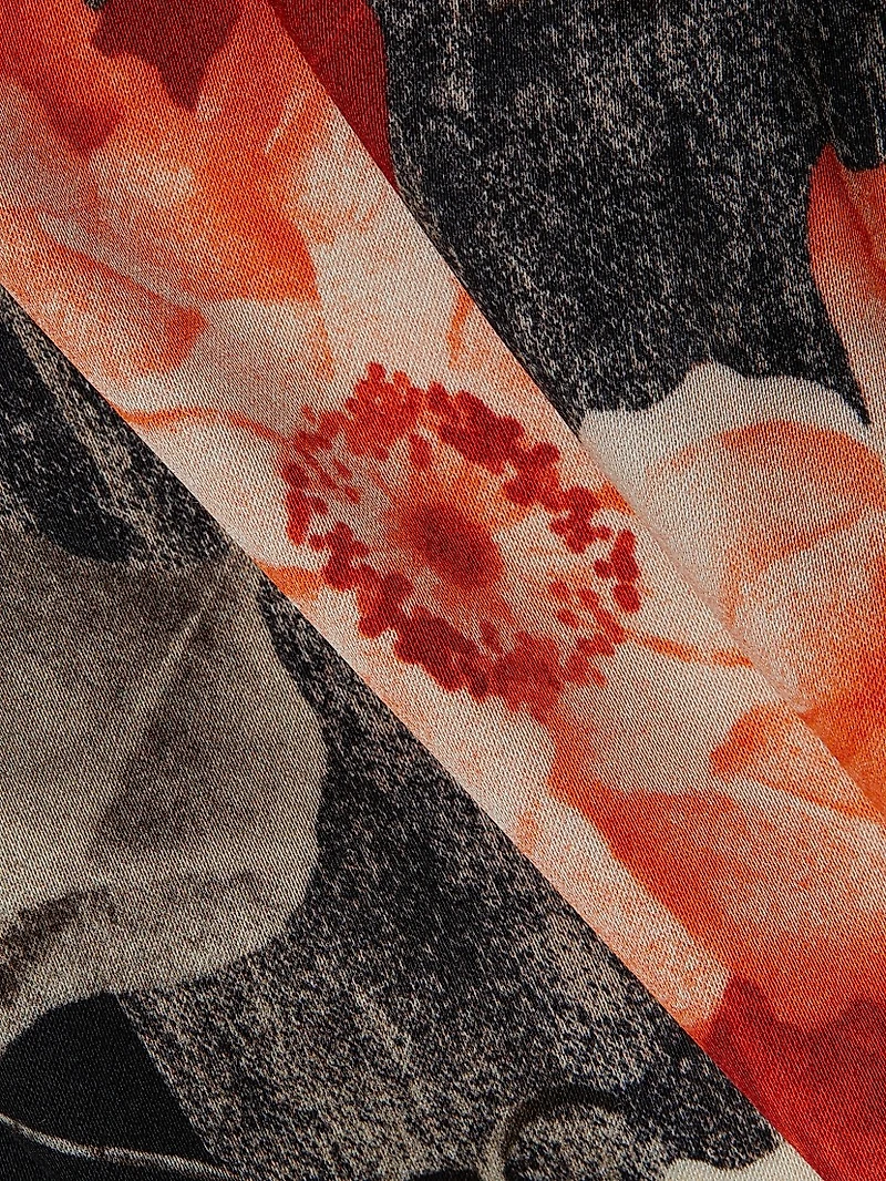 Bow-Detailed Printed Draped Top