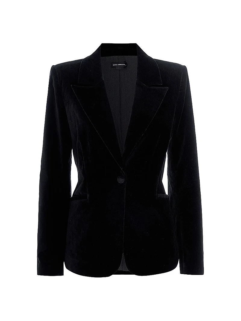 Velvet Single-Breasted Blazer