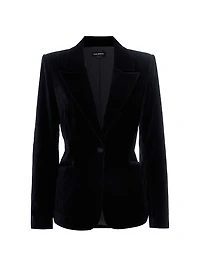 Velvet Single-Breasted Blazer