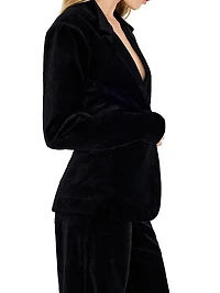 Velvet Single-Breasted Blazer