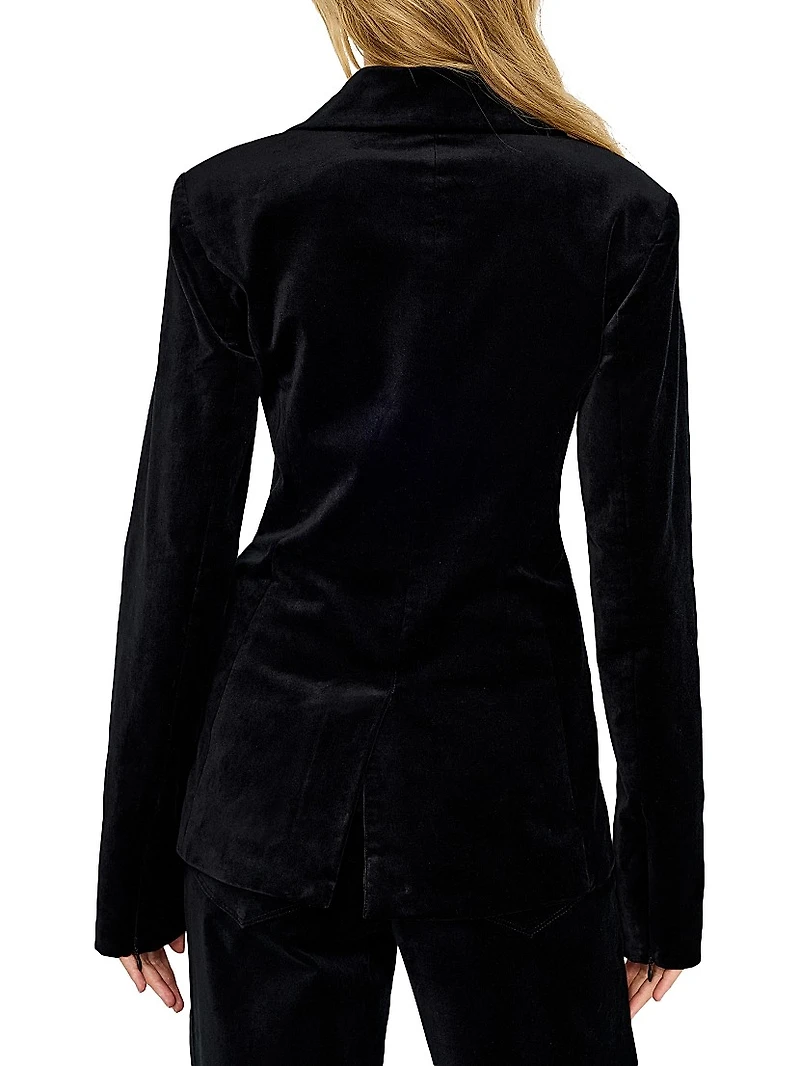 Velvet Single-Breasted Blazer