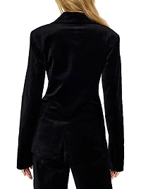 Velvet Single-Breasted Blazer