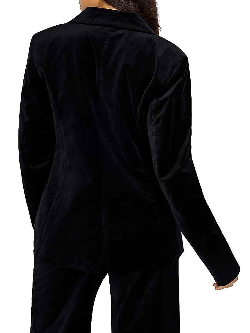 Velvet Single-Breasted Blazer