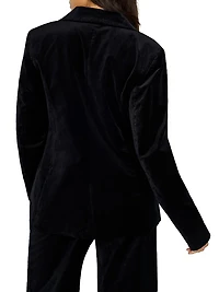Velvet Single-Breasted Blazer