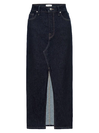 Stretch Denim Midi-Skirt