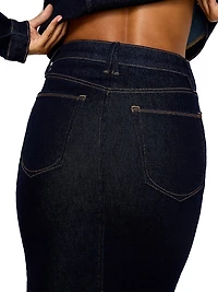 Stretch Denim Midi-Skirt