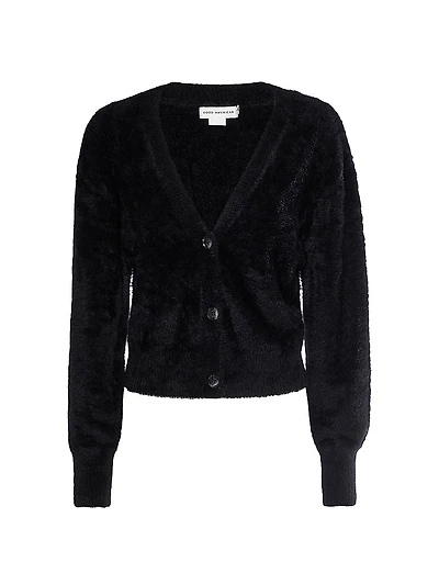 Fuzzy Knit V-Neck Cardigan