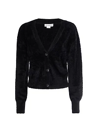 Fuzzy Knit V-Neck Cardigan