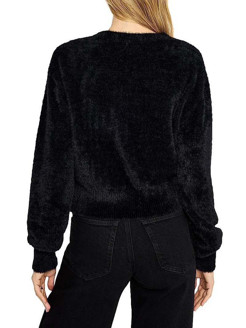 Fuzzy Knit V-Neck Cardigan