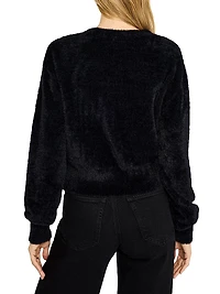Fuzzy Knit V-Neck Cardigan