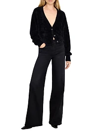 Fuzzy Knit V-Neck Cardigan