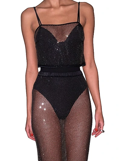 Rhinestone Fishnet Crop Top