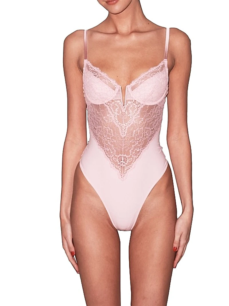 Bianca Lace-Silk Bodysuit