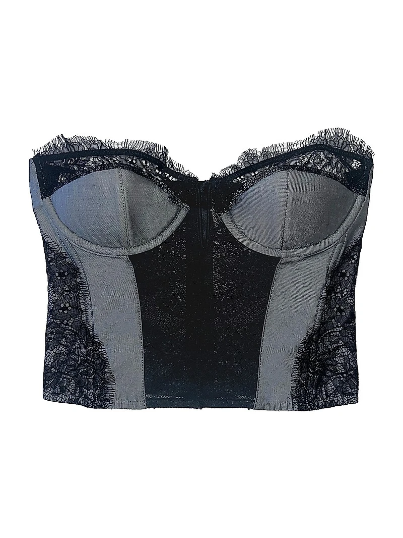 Lace Plunge Bustier Top