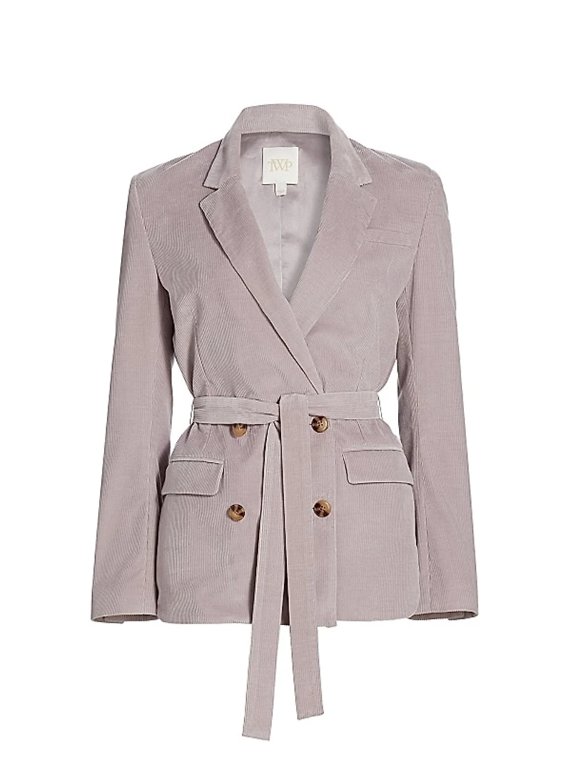 Corduroy Tie-Waist Smoking Jacket