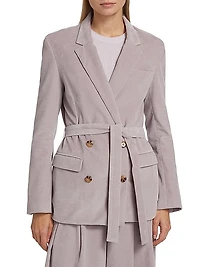 Corduroy Tie-Waist Smoking Jacket