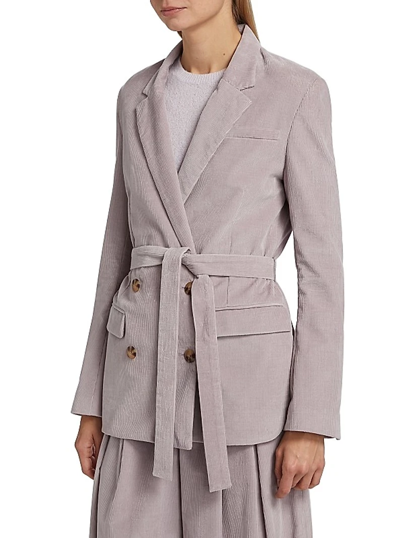 Corduroy Tie-Waist Smoking Jacket
