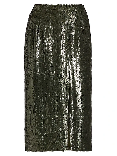 Fishscale Ladylike Sequined Midi-Skirt