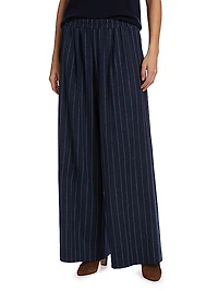 Eva Pinstriped Stretch-Wool Pants