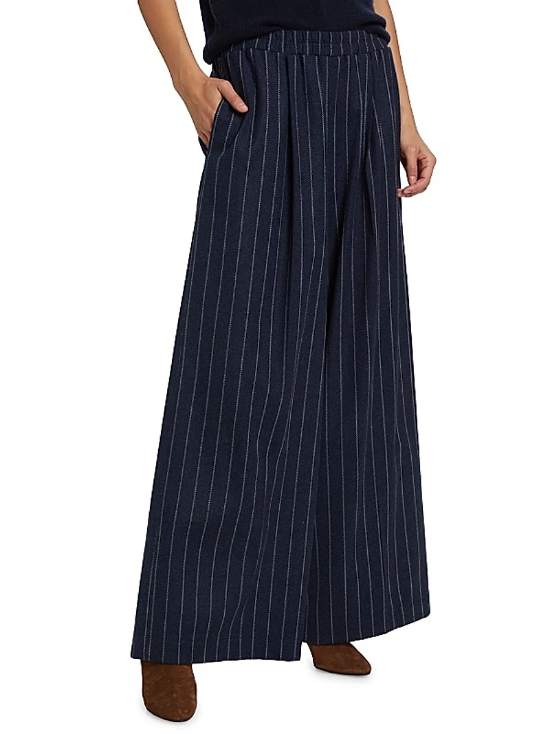 Eva Pinstriped Stretch-Wool Pants