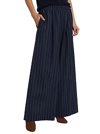 Eva Pinstriped Stretch-Wool Pants