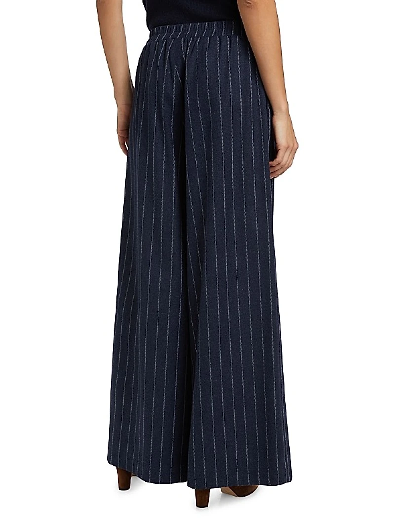 Eva Pinstriped Stretch-Wool Pants